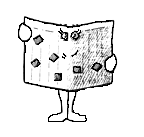 cartoon of man reading paper with holes cut
out